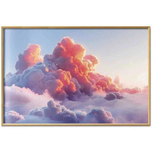  Plakat Dusk Spectacle: Clouds in Shades of Pink and Purple 60x40 Zlatni okvir Slike
