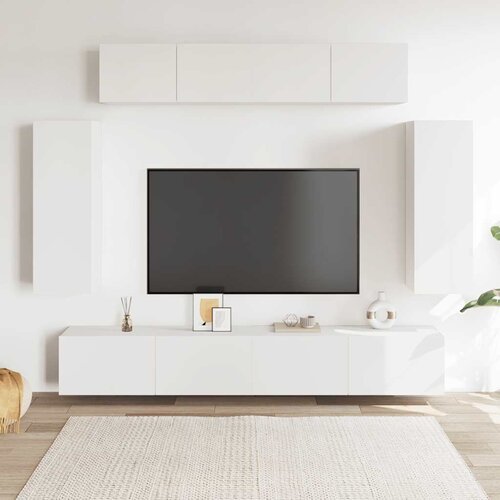  6-dijelni set TV ormarića bijeli od konstruiranog drva Bijela Slike