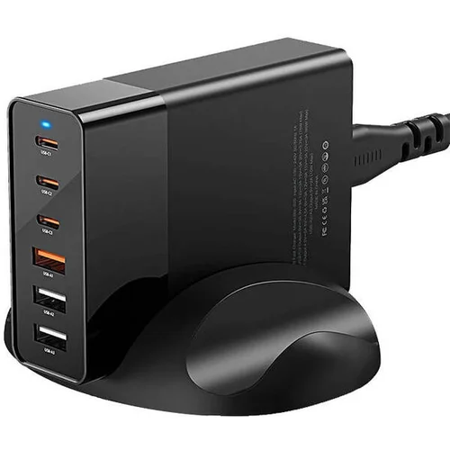 BlitzWolf BW-S25 omrežni polnilnik, 75 W, 3x USB + 3x USB-C (črn)