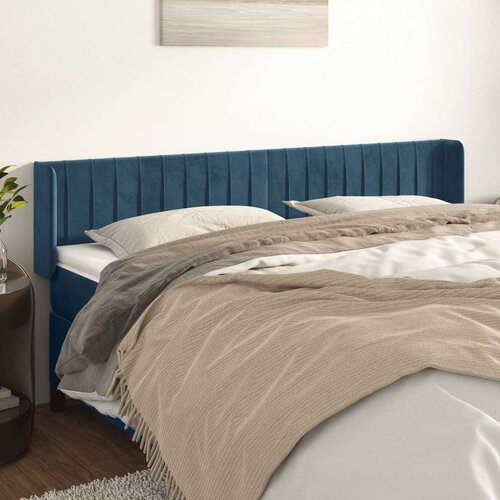  Vzglavje z u&amp;scaron;esi temno modro 163x16x78/88 cm žamet, (20953194) Slike