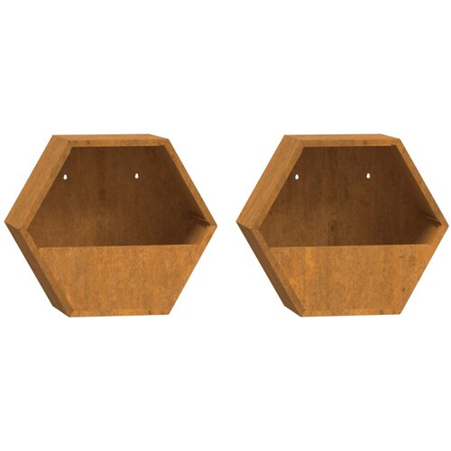 Maison Chic Stensko cvetlična korita - Cvetlični Lonec 2 kosa rjasto corten jeklo 30x10x25 cm, (21789497) Cene