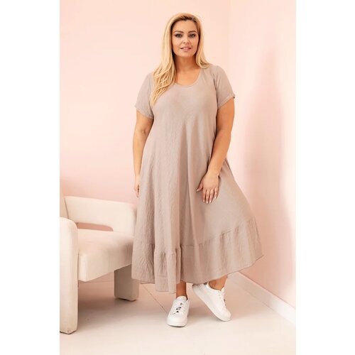 Kesi Włoski Plus size women's dress with short sleeves and ruffle made of light viscose fango Cene
