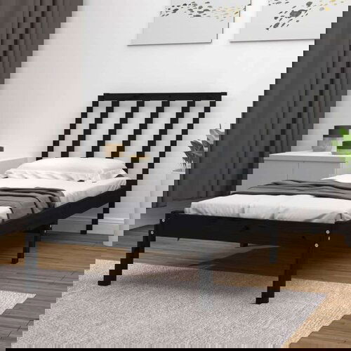  Posteljni okvir črn iz trdne borovine 100x200 cm, (20684216) Slike