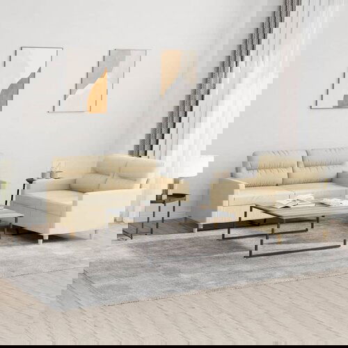 vidaXL Sedežna garnitura 2-delna z blazinami krem blago Cene