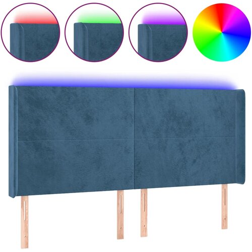 Maison Chic led posteljno vzglavje - vzglavna omarica - nočna omarica temno modro 163x16x118/128 cm žamet, (21712529) Slike