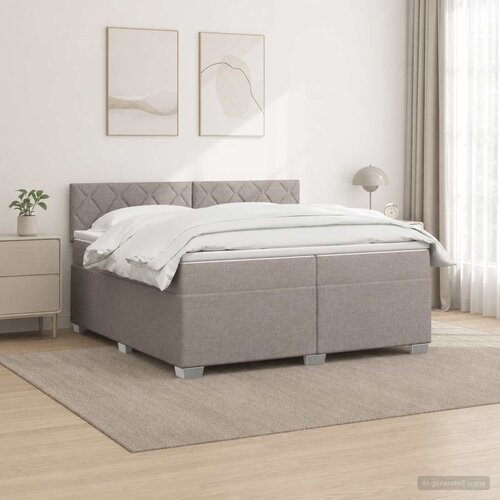  Krevet s box springom, madracem i LED-om Sivosmeđa 200 x 200 cm Slike