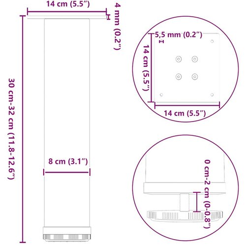 vidaXL Noge za stolić 4 kom crne 30-32 cm čelik Cene