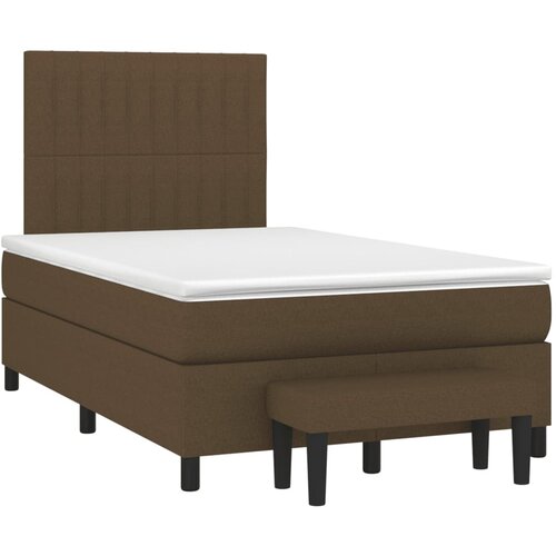 vidaXL Box spring postelja z vzmetnico temno rjava 120x190 cm blago, (21111210) Cene