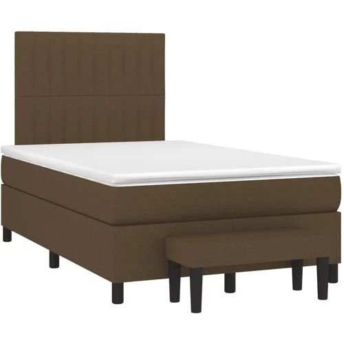 vidaXL Box spring postelja z vzmetnico temno rjava 120x190 cm blago, (21111210)