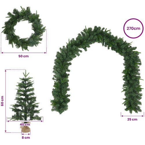  Set mini božićnih drvaca 60 cm PVC i PE Zelena Slike