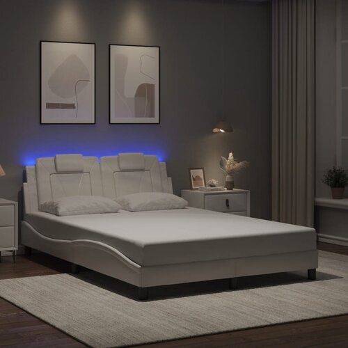 Furnova Posteljni okvir z LED lučkami bel 140x190 cm umetno usnje, (21938951) Slike
