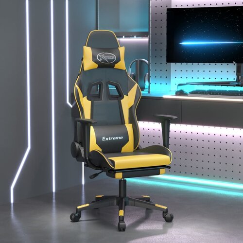 The Living Store Masažni igralni stol z oporo za noge črno in zlato umetno usnje - Gaming Stol, (21426709) Slike