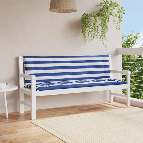  Jastuci za vrtnu klupu 2 kom plavo-bijeli prugasti 150x50x7 cm Cene