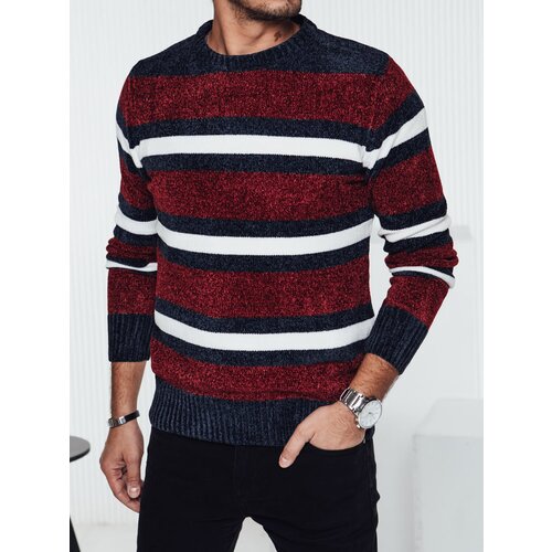 DStreet Sweter męski w paski czerwony Slike