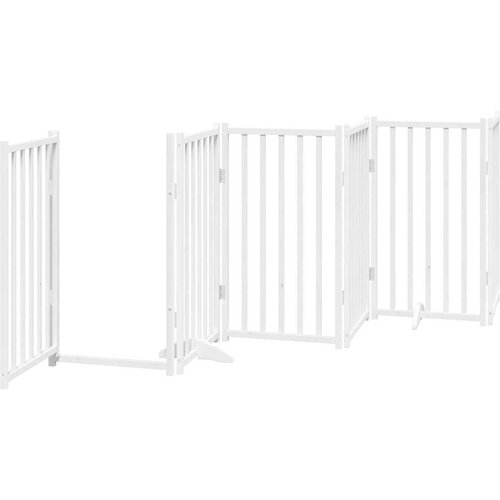 vidaXL Ograda za pse z vrati zložljiva 12 panelov bela 600 cm les Cene