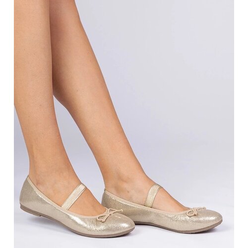 D/CEO marka niezdefiniowana Gold women&amp;#039;s ballet flats with bow on elastic Lerona Slike