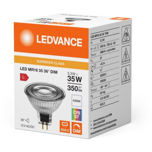  LED prigu&amp;scaron;iva reflektorska sijalica MR16 GU5,3/5,3W/12V 4000K 36&amp;deg; CRI 97 - Ledvance Slike