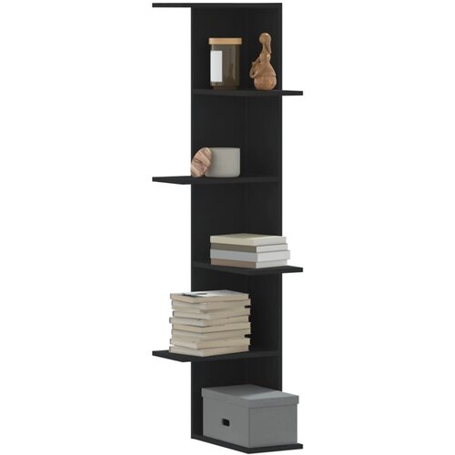 vidaXL Kutna zidna polica crna 36,5x36,5x140 cm konstruirano drvo Cijene