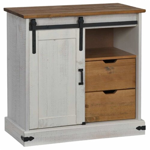 Maison Chic Komoda - Predalnik HALDEN z drsnimi vrati Bela 80x40x80 cm Masivni les, (21721849) Cene