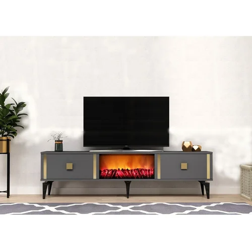 Woody Fashion Doruk Fireplace - Anthracite, Gold TV omarica, (20870476)