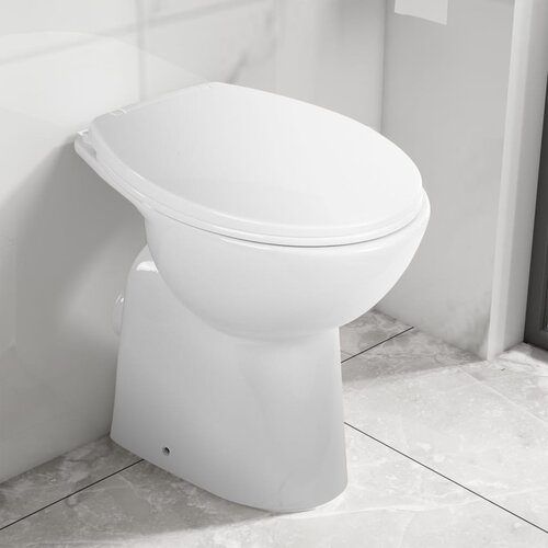 vidaXL Toaletna školjka bez ruba 7 cm viša keramička bijela Cijene