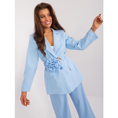 Fashion Hunters Light blue blazer with detachable flower Cene