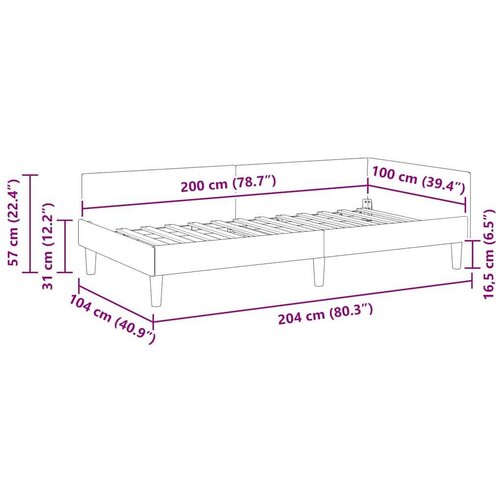  Kutni okvir kreveta Ostalo s uzglavljem Sivo-smeđa 100 x 200 cm Slike