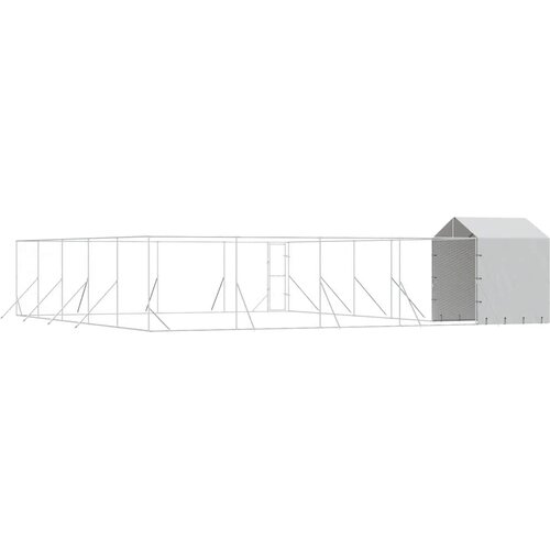  kavez za pse s krovom srebrni 10 x 10 x 2,5 m čelični Slike