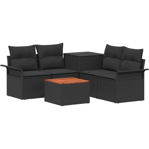  Set sofe 6 pcs 4-Broj sjedala Crna Poli Rattan i čelik Slike