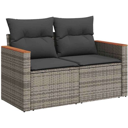 VidaXL 7-dijelni set vrtnih sofa poliratan i bagrem s jastucima sivi Slike