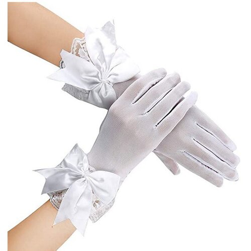INF elegantne čipkaste poročne rokavice, kratke rokavice iz tila za poroko white, (21638959) Cene