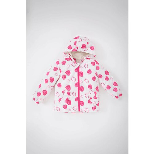Defacto baby girls patterned water repellent hooded coat Slike