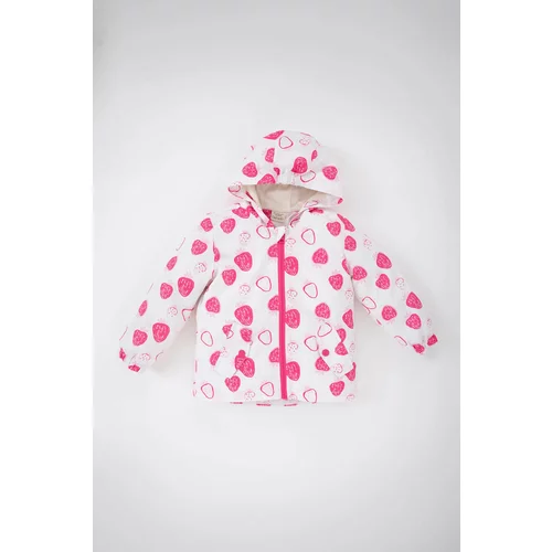 Defacto Baby Girls Patterned Water Repellent Hooded Coat