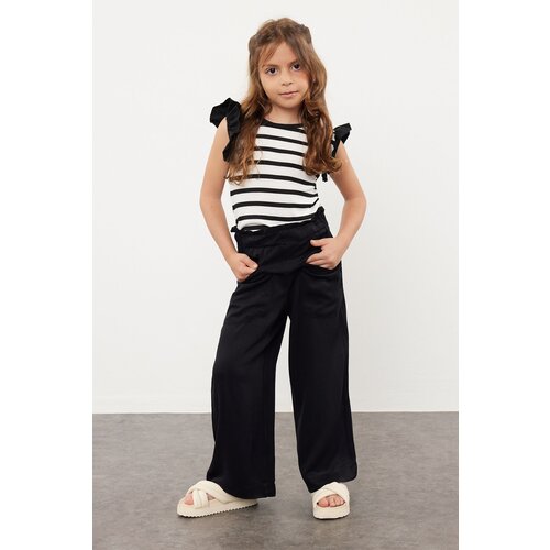 Trendyol girl's black wide leg woven trousers Slike