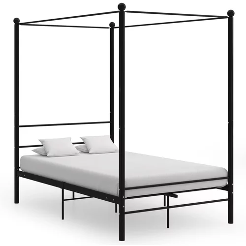  za krevet s nadstrešnicom crni metalni 120 x 200 cm