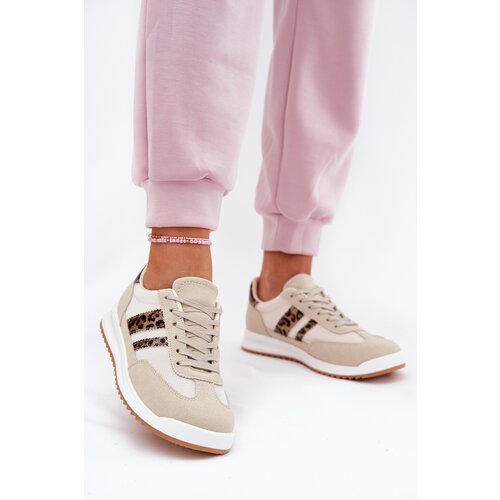 Boto EVENTO Women&amp;#039;s Sneakers Made Of Eco Suede Leopard Beige Marinils Slike