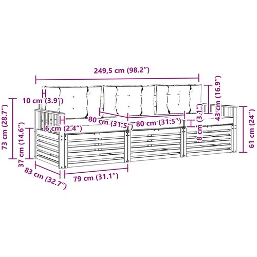  Set vanjskih sofa 3 kom. Prirodna i svijetlo siva Slike