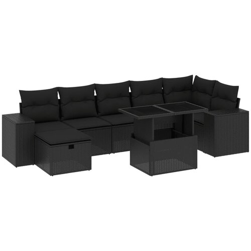 vidaXL 8-dijelni set vrtnih sofa od poliratana s jastucima crni Cijene
