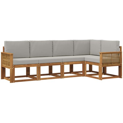  Set vanjskih sofa 5 kom. Prirodna i svjetlosiva Poliester Smeđa 243 x 124,5 x 73 cm Slike