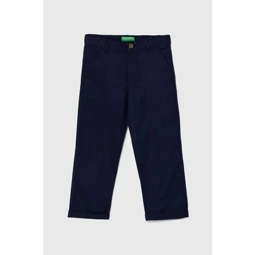United Colors Of Benetton Otroške lanene hlače mornarsko modra barva