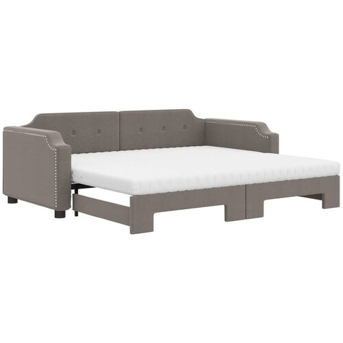 vidaXL Izvlečna dnevna postelja z vzmetnico taupe 80x200 cm blago, (20787866) Cene