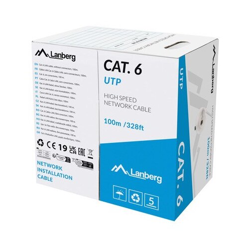 Lanberg Network cable Grey 100 m Cat6 U /UTP Slike