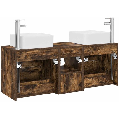  Set ormarića za kupaonicu 3 kom. Dimljeni hrast Smeđa 49,5 x 41 x 63 cm Slike