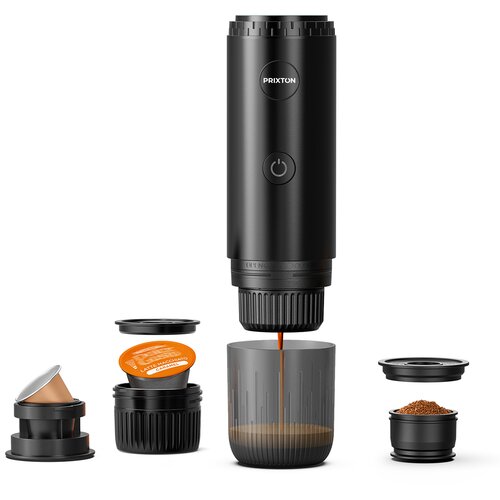 PRIXTON Prenosni Espresso aparat Roma, Mleto Kavo in Kapsulami, 19 barov, Moč 80 W, Rezervoar 80 ml, Samodejni Izklop, Adapterji, Mocca barva, (5000234235) Cene