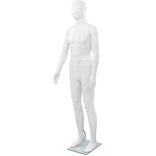 vidaXL Celotna moška izložbena lutka s stekleno osnovo bela 185 cm Cene