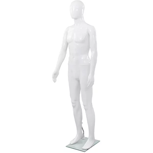 vidaXL Celotna moška izložbena lutka s stekleno osnovo bela 185 cm