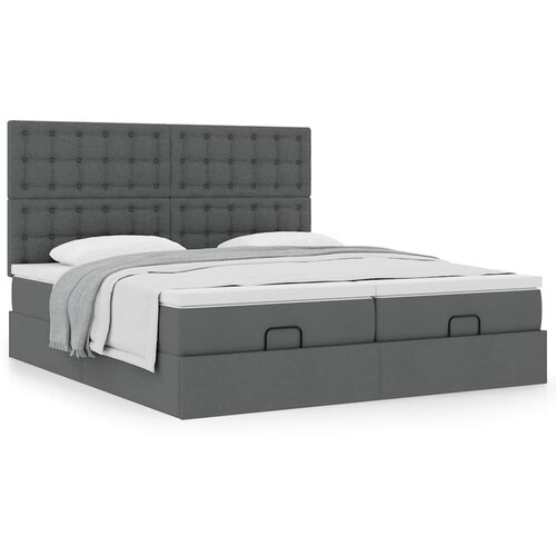 vidaXL Otomanski posteljni okvir z vzmetnicami siv 160x200 cm blago Cene
