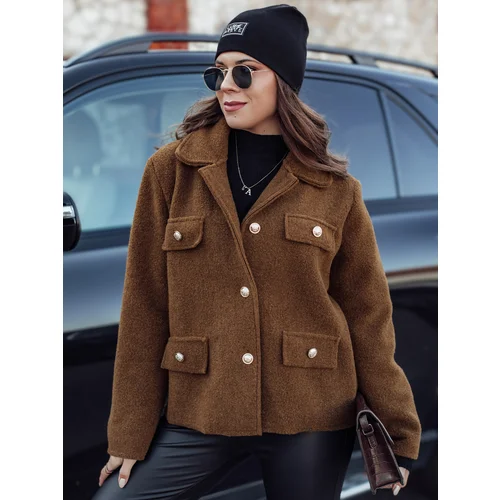 DStreet Płaszcz damski oversize CLASSIVO krótki brązowy DStreet Płaszcz damski oversize CLASSIVO krótki brązowy