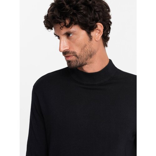 Ombre Men's knitted half turtleneck with viscose - mustard Cene