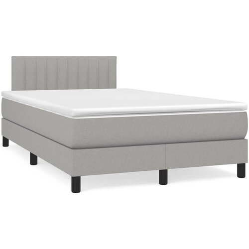 vidaXL Box spring postelja z vzmetnico LED sv. siva 120x190 cm blago Cene